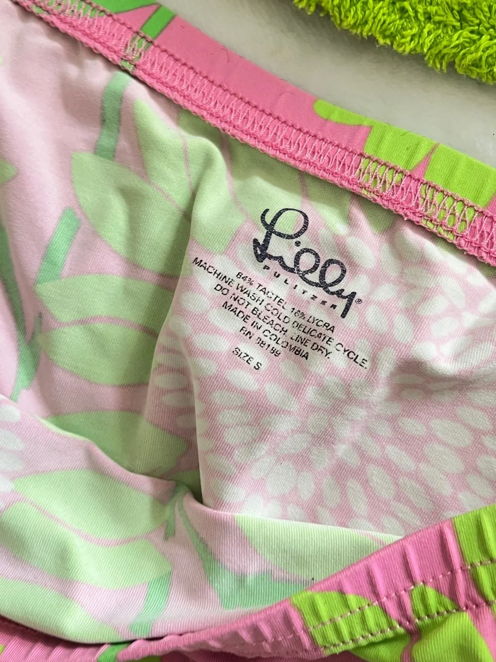 Lilly Pulitzer Pink and Lime Floral Halter Tankini, Skirt with Matching Hat Set